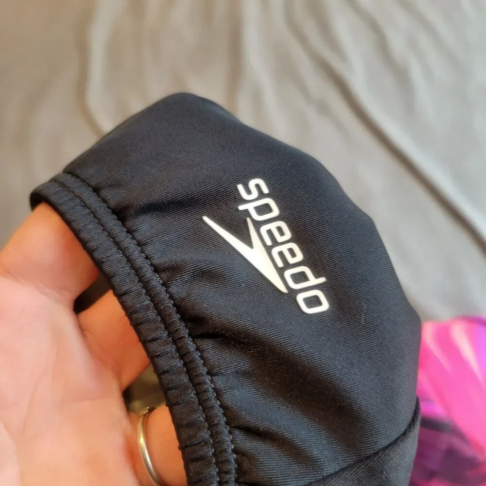 Speedo Swim Womens Size 10 Black Beach One-Piece‎ Powerflex Eco Swimsuit Modesty